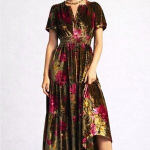 Anthropologie Somerset Velvet Maxi Dress